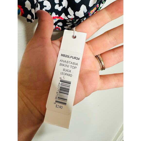 CAROLINE CONSTAS Black White Paisley Leopard Ruffle Anastasia Two-piece Swimsuit - Picture 7 of 13